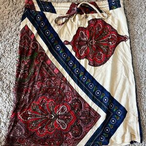 Anthropologie Vibrant Paisley Skirt - Red and Blue and Beige - from Anthropolgie